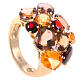 Кольцо с брилл., гранат., цитр. и кварцем